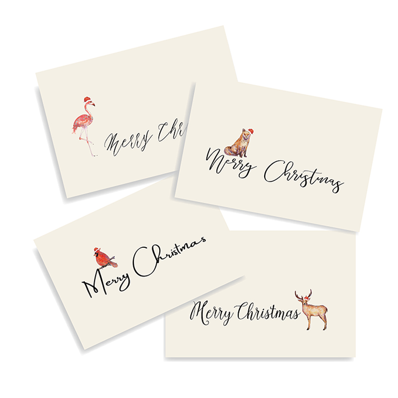 Multi Design Creative Animal Pattern Custom Christmas Greetings Cards