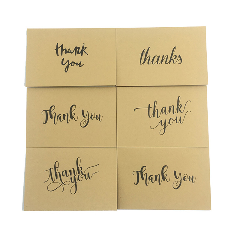 High Quality 4x6 Recycled Kraft Paper Thank You Cards Pack With Envelope