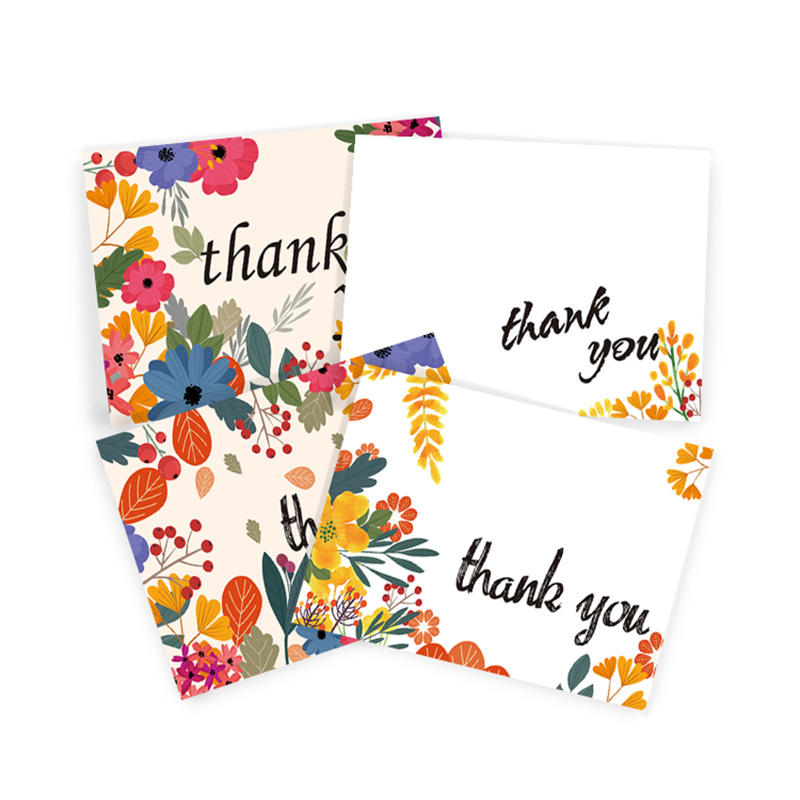 product-36 48 50 100 Pack Custom Folded Floral Thank You Cards-Dezheng-img-1