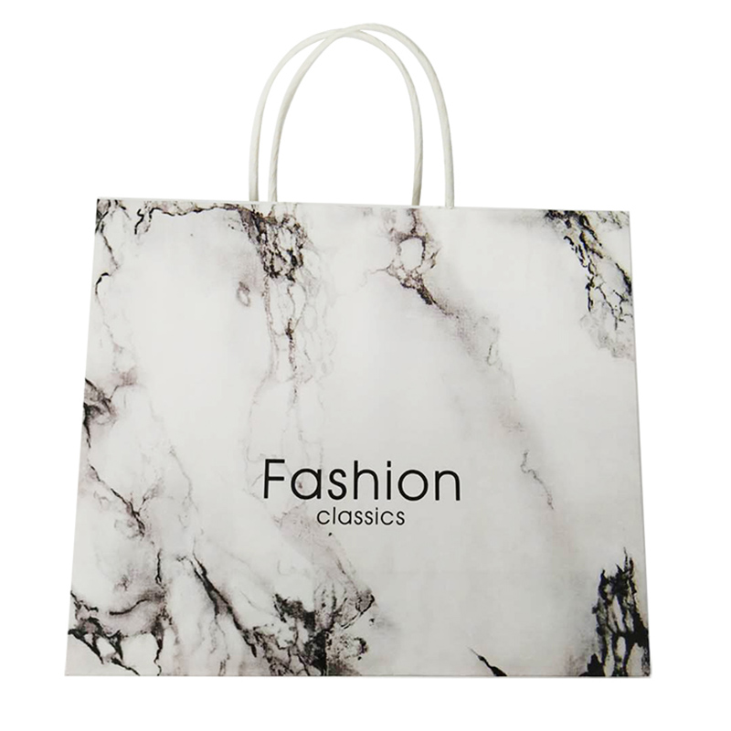 Guangzhou 24 Years Factory White Handle Bulk Marble Marble Paper Bag For Gift Promotion