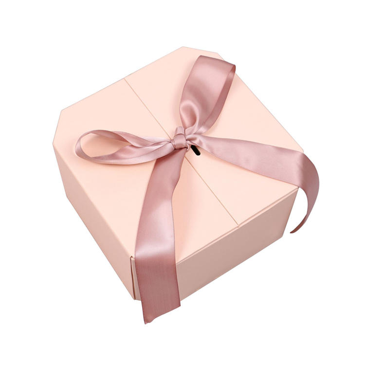 product-High end two sides open purple hexagon cosmetic box packaging gift box with ribbon and color-1