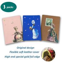 A5 Soft Cover PU Notebook With Gold Edge, Court Retro Style Vintage Notebook for Women