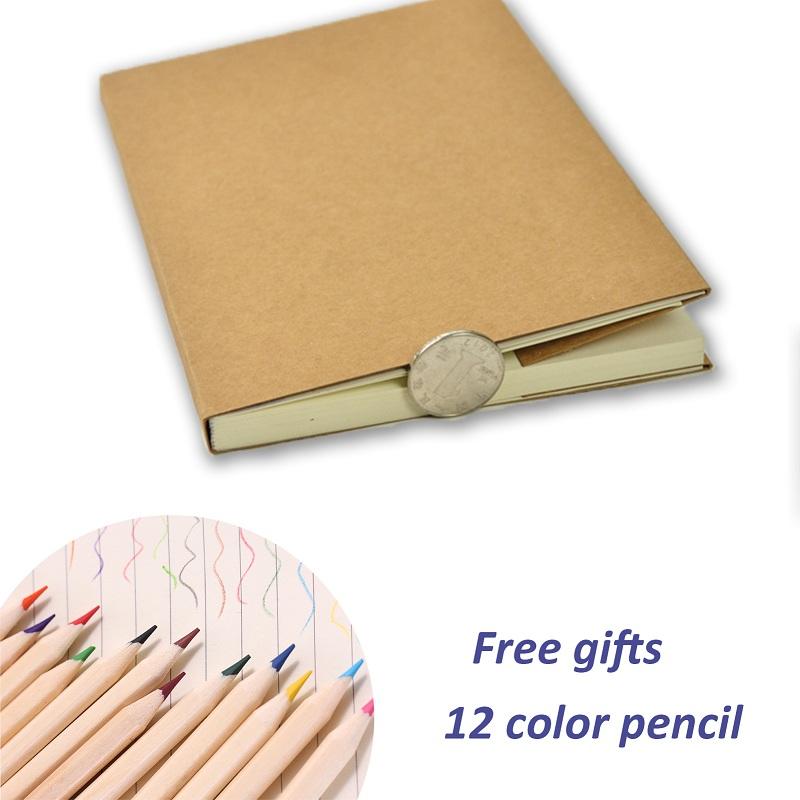Video of A5 kraft paper sketchbook journal notebook with 12 color pencil gift set