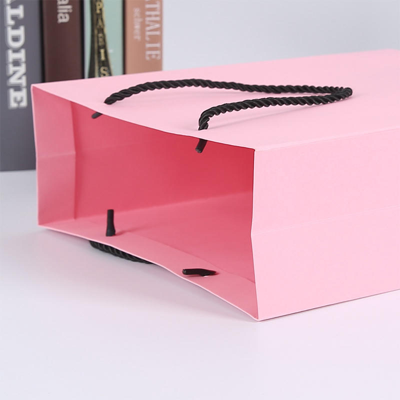 product-Dezheng-Wholesale Blank Pink Gift Bags With Black Handle | Custom Paper Gift Bags-img-1