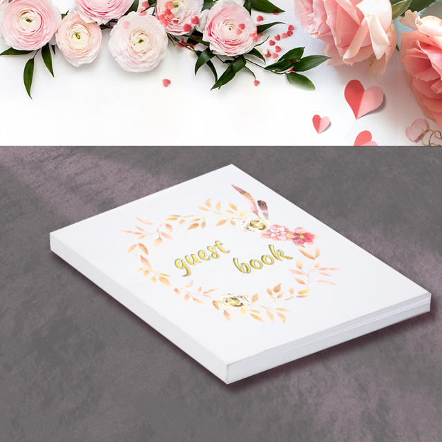 product-Dezheng-White gold foil wedding guest book alternative for 200 guests-img-1