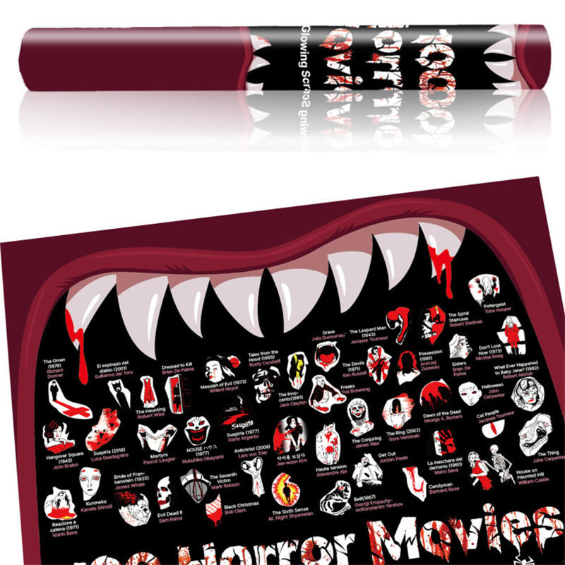 Hot Night Lights Horror Movies Bucket List from IndieWIRE, Scratch off Horror Film Poster High Quality Supplier In China