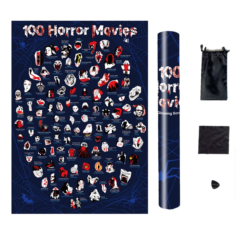 Hot Night Lights Horror Movies Bucket List from IndieWIRE, Scratch off Horror Film Poster High Quality Supplier In China