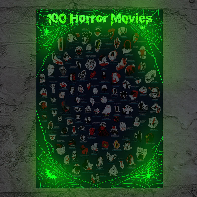 Custom New Arrival 100 Top IndieWIRE Horror Movies Poster HORROR MOVIES POSTER BUCKET LIST with Scratch Tool