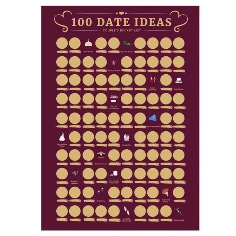 China New Custom Date Night Ideas Box Kit, The Adventure Challenge Couples Scratch Off Book, 100 Dates Scratch Off Poster Bucket List Wholesale-Dezheng