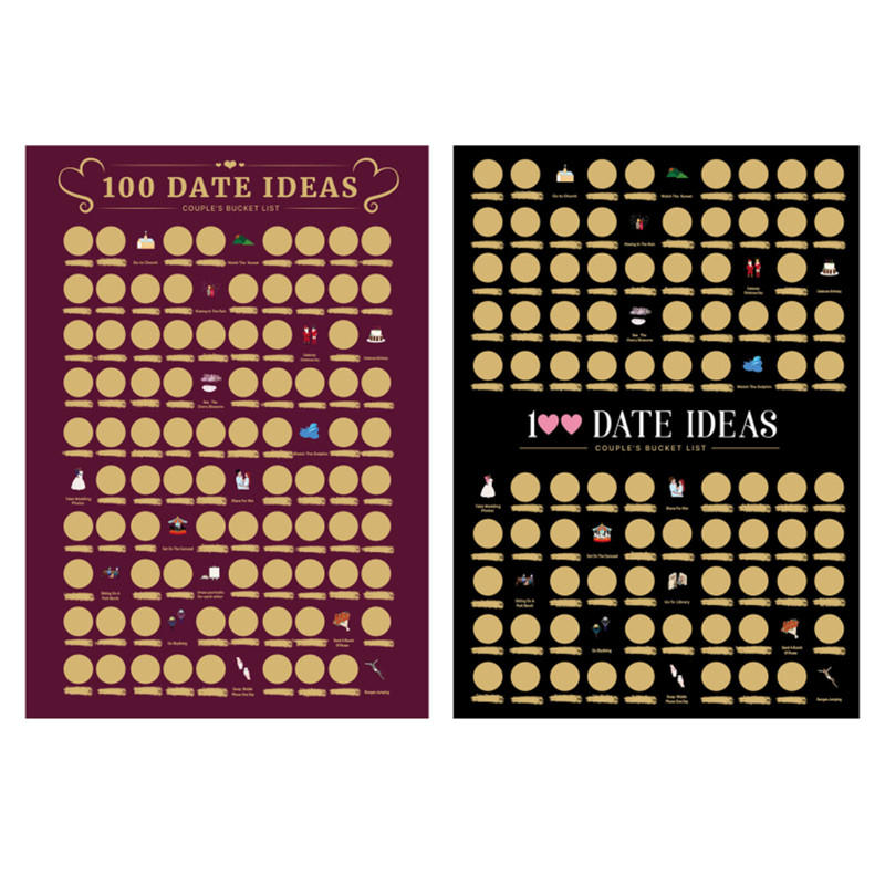 product-Dezheng-100 things Bucket List Scratch Off Poster for couples 100 Dates Scratch Off Poster s-1