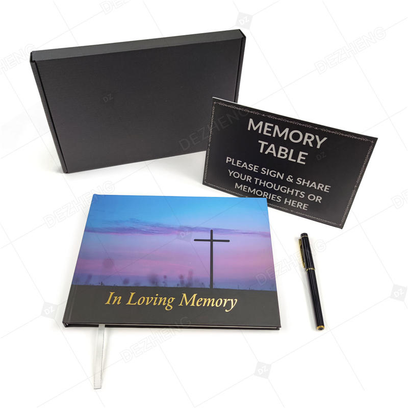 High Quality Celebration of Life Memorial Service Memorial Guest Book for Funeral Guestbook for Sign in Hardcover Funeral Guest Book With Good Price-Dezheng