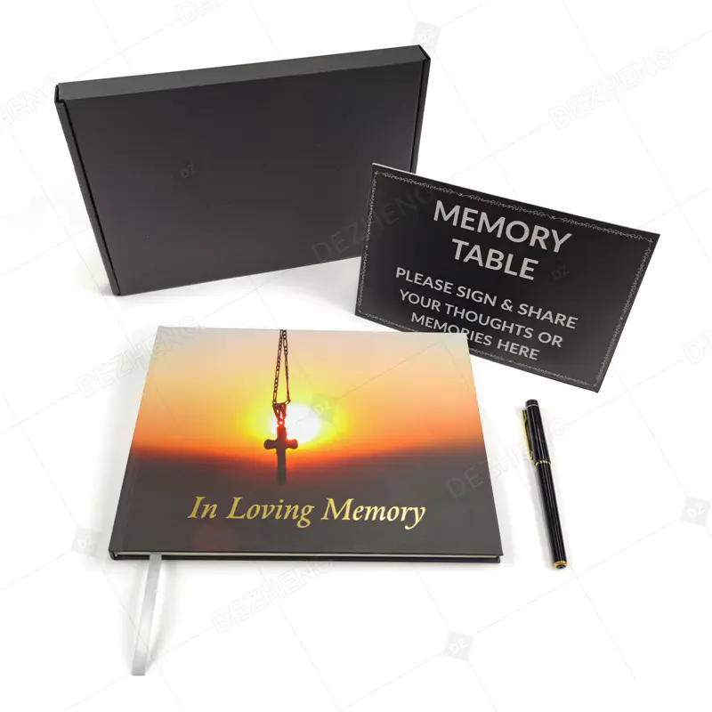 Quality Funeral Guest Book | Memorial Guest Book | Guest Book for Funeral Hardcover Guestbook for Sign in, Celebration of Life Memorial Oem From China-Dezheng