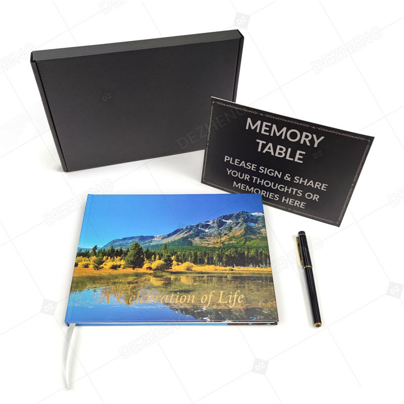 product-Elegant Hardcover Funeral Guest Book Guestbook for Sign in Celebration of Life Memorial Serv-1