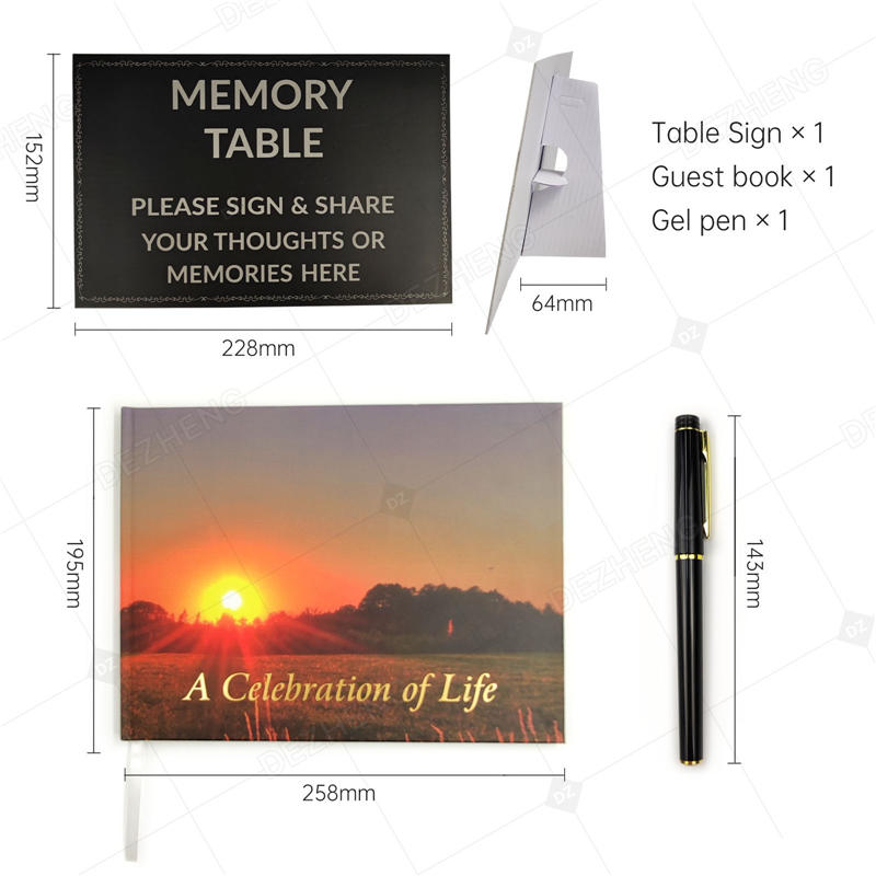 product-Custom Funeral Guest Book Funeral Guest Book with Picture and Pen,Celebration of Life Guest -1